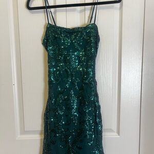 B Darlin Teal Sequin Mini Dress
